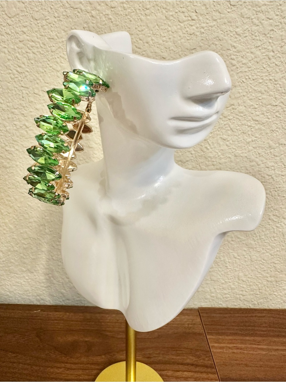 Green Crystal Statement Hoop Earrings - Oversized Hoops